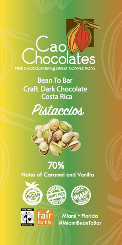 Dark Chocolate single origin Costa Rica 70% + pistachios